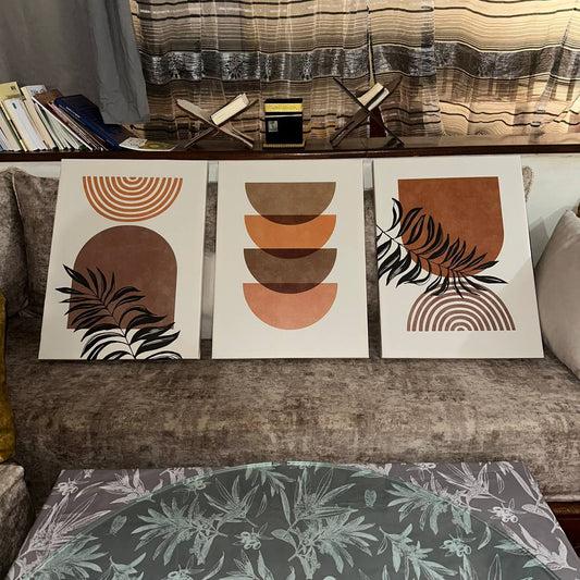 Triptyque Boho Géométrique et Botanique