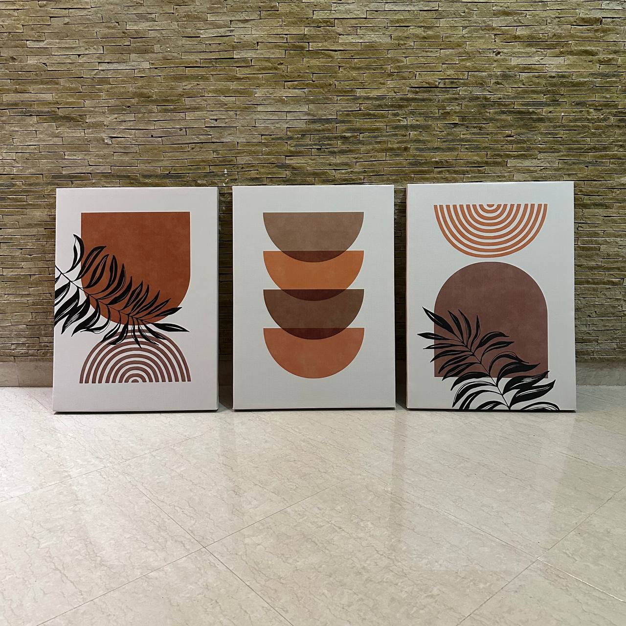 Triptyque Boho Géométrique et Botanique
