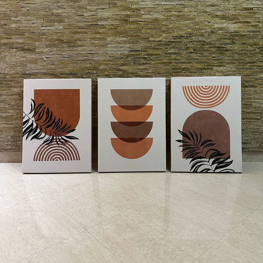Triptyque Boho Géométrique et Botanique