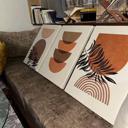 Triptyque Boho Géométrique et Botanique