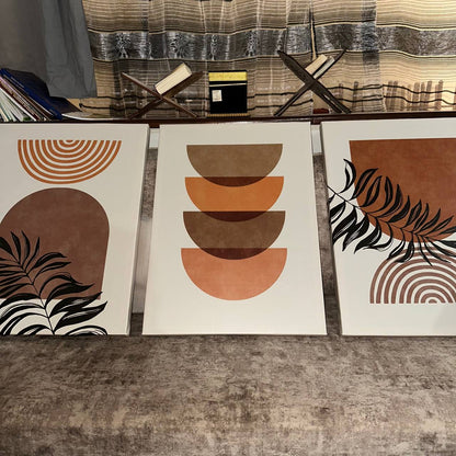 Triptyque Boho Géométrique et Botanique