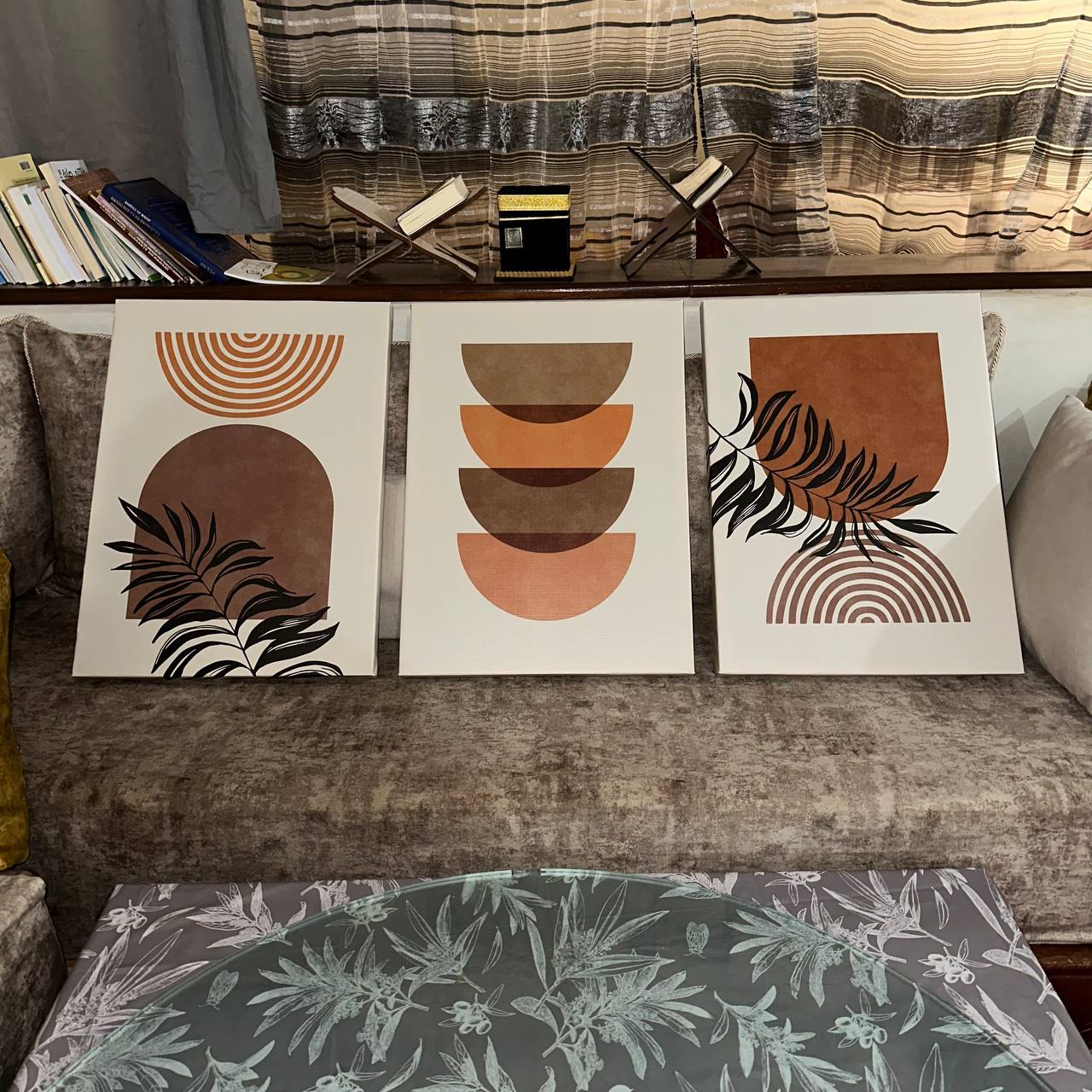 Triptyque Boho Géométrique et Botanique
