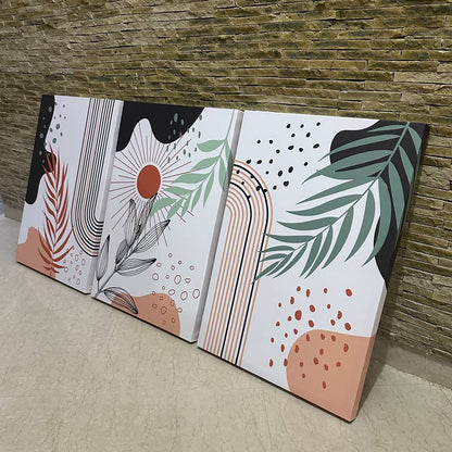 Triptyque Solaire et Botanique Abstrait